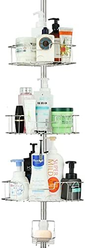 HOME COMPOSER Shower Storage Rack Corner \\ u2013 Ultra Thick Anti Rust Bathtub Rack Shower Rack \\ u2013 Adjustable Shower Rack for Bathroom and Bathtub \\ u2013 4-Layer Shelf, 40 to 120 inches