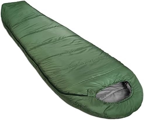 Amazon Basics 20°F Cold Weather Mummy Sleeping Bag, 82 Inches x 33 Inches, Olive Green