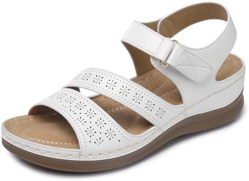 SHIBEVER Women&#39;s Wedge Sandals Platform: Comfortable Dressy Arch Support Ankle Strap - Summer Open Toe Women Sandals