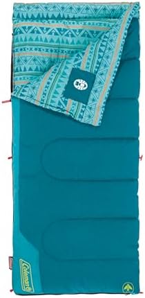Coleman Kids 50°F Sleeping Bag for Children up to 5ft Tall, Comfortable Youth Sleeping Bag for Sleepovers &amp; Camping, Glow in The Dark Design, Stuff Sack Included, Machine Washable