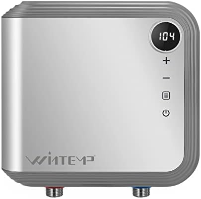 WINTEMP Tankless Water Heater Electric 3.5KW 110~120V, Designed to Provide Hot Water on Demand Without the Need for a Storage Tank, Use a Self - Adjusting Rotatable Digital Display Silver ETL