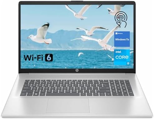 HP Premium 17.3&#34; Touchscreen Laptop, 8-Cores Intel Core i3-N305, 32GB RAM, 128GB eMMC + 1TB SSD, Webcam, HDMI, Wi-Fi 6, Windows 11 S, Silver