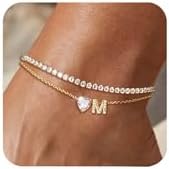 ABDOT Gold Initial Ankle Bracelet Women's Waterproof 4K Gold Plated Layered Foot Chain Women's Constant Color Women's Foot Chain Adjustable Large Foot Ankle Summer Beach Foot Accessories