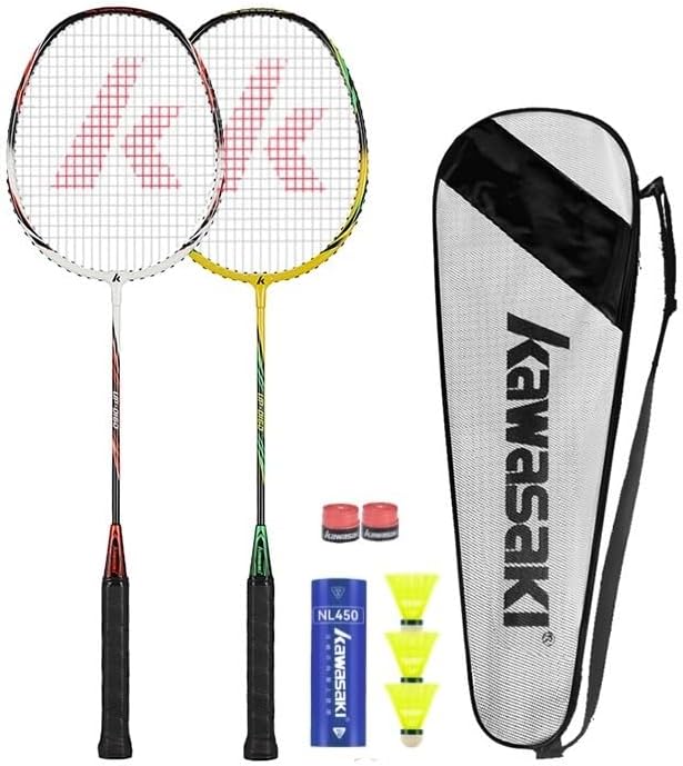 Kawasaki Badminton Set is a professional graphite badminton racket that is lightweight and high-performance, suitable for sports, training, and entertainment. It includes 3 shuttlecocks, 2 sets of pad