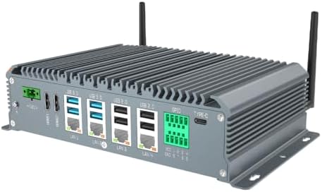 SunKol Fanless Industrial PC Windows 11 Pro Desktop PC, Intel I5-10310U 16GB RAM 512GB SSD, 4xLAN, 4xUSB 3.0, 4xUSB 2.0, 6xCOM, 8xGPIO, Dual HDMI, VGA, Type-C, WiFi, Rugged Mini Computer