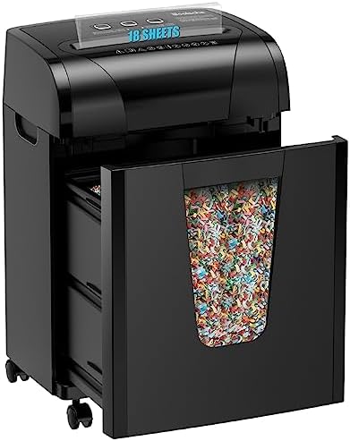 Woolsche Paper Shredder, 18-Sheet Cross Cut with 5.28-Gallon Pull Out Bin, P-4 Security Level, Shred Paper and Credit Card and CD, Durable&amp;Fast with Auto Jam Proof System Shredder for Office
