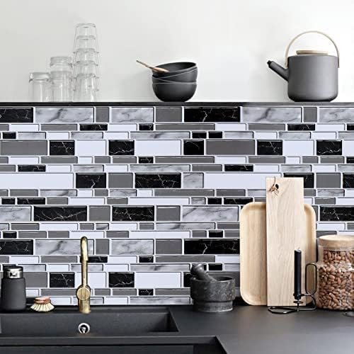 Livebor Peel and Stick Kitchen Wallpaper Backsplash Wall Paper for Kitchen 11.8inch x 78.7inch Backsplash Tiles Wallpaper Peel and Stick Waterproof Countertop Contact Paper for Bathroom Cabinet