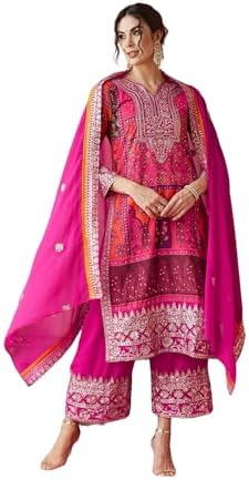 HSD kurta set for women wedding party wear embroidered kurti with sharara palazzo &amp; dupatta