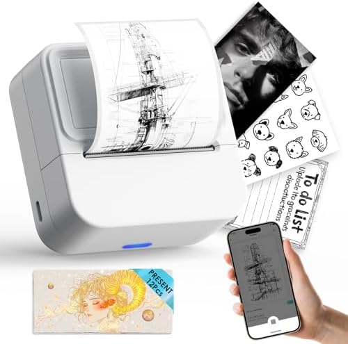 KNAON Bluetooth Sticker Printer with 1 Roll of Sticker Paper, Y2C Mini Sticker Maker Machine, Pocket Thermal Label Maker Machine with Tape for DIY, Notes, Label \u2013 Ideal Gift for Kids&amp;Student,
