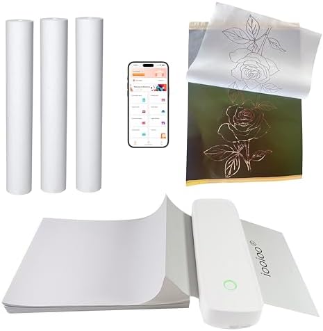 IOOIOO A80 Portable Thermal Printer 8.5x11 Letter Size, Tattoo Stencil Machine, no Ink Inkless, Bluetooth,for iPhone Android Mobile Phone Laptop PC,Home Office Travel-White