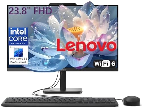 Lenovo 24 All-in-One Desktop Computer for Home Office, 32GB DDR4 RAM, 1TB PCIe SSD, Intel 4-Core Processor (Beat i3-1110G4), 23.8&#34; FHD AIO, WiFi 6, Bluetooth, RJ-45, HDMI, Windows 11 Pro, AZ-XUT