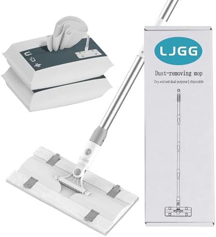 LJGG Lightweight Mops for Floor Cleaning, 2-in-1 Dry and Wet Mops Kit, Sweeping and Mopping Starter Kit Includes 1 Mop + 20 Dry Refills+ 20 Wet Refills