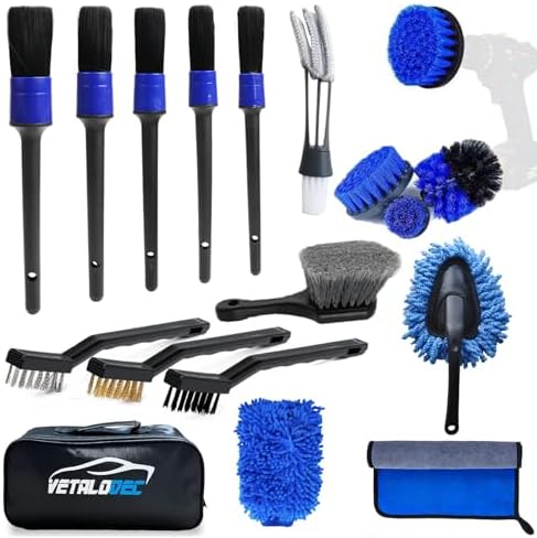 18Pcs Car Cleaning Kit Interior and Exterior Detailing Kit, Car Detailing Set With Drill Brush Cleaner Wash Mitt Tire Brush Sponge Towels Car Wash Cleaning Tools Set For Cleaning Dashboard, Air Vent