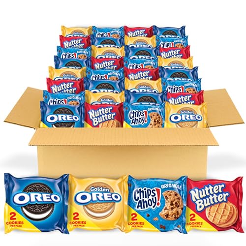 OREO Original, OREO Golden, CHIPS AHOY! &amp; Nutter Butter Cookie Snacks Variety Pack, School Snacks, 56 Snack Packs (2 Cookies Per Pack)
