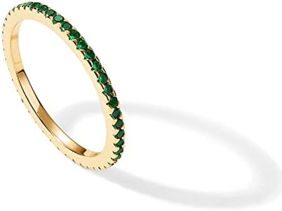 PAVOI 14K Gold Plated Sterling Silver Colored CZ Stones Stackable Ring  Simulated Diamond Eternity Bands for Women