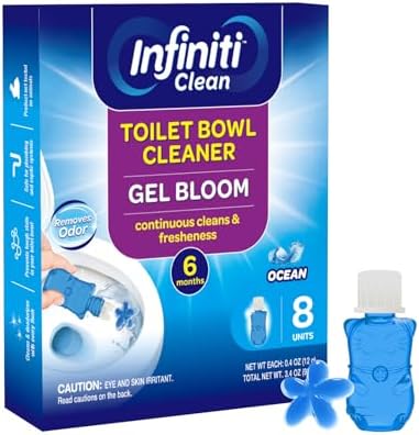 Infiniti Clean Toilet Gel Stamp - 8 Packs Toilet Bowl Cleaner Gel with Automatic Click, Freshener for Toilet Maintenance, 3.4oz, 6 Month Supply (Ocean)