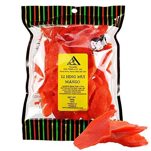Asia Trans Li Hing Mui Dried Mango  Hawaiian Favorite  Naturally Sweet Dried Fruit Candy with Asian Plum Powder