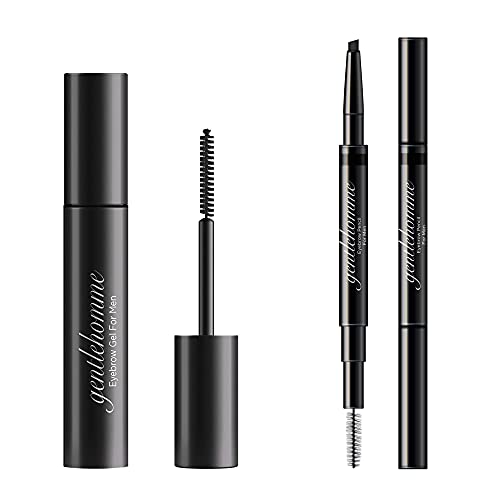Gentlehomme Eyebrow &amp; Beard Pencil Black for Men &amp; Men&#39;s Clear Eyebrow Gel  2 in 1 Brush &amp; Brow Pencil  Clear Brow Setting Gel  Eyebrow Kit - 2 Count