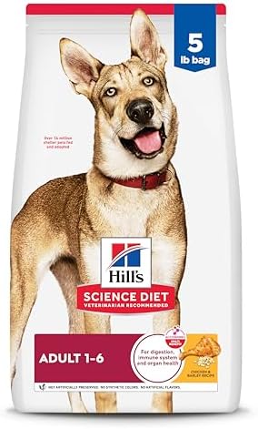 Hill&#39;s Science Diet Adult 1-6, Adult 1-6 Premium Nutrition, Dry Dog Food, Chicken &amp; Barley, 5 lb Bag