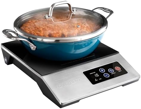 ChangBERT 1800W Commercial Grade Induction Cooktop, NSF Certified Portable Large 8&#34; Heating Coil, 12&#34; Heat Resistant Cooking Surface Premium Stainless Steel Pro Chef Professional Burner Hot Pl