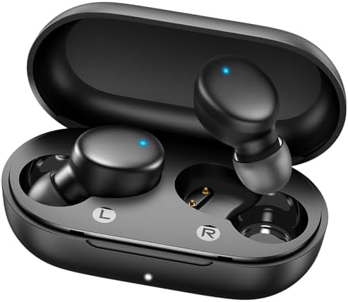 MOZOTER S8 Mini Wireless Earbuds Bluetooth 5.3 in Ear Light-Weight Headphones,60Hrs Playtime Ear Buds with Charging Case,Smart Ring,Fitness Tracker Premium Sound with Deep Bass for Sport-Black