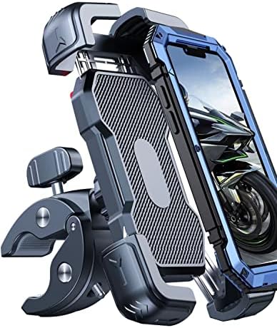 Bovemanx Motorcycle Phone Mount Holder, [150mph Wind Anti-Shake][7.2inch Big Phone Friendly] Bike Phone Holder, Motorcycle Handlebar Cell Phone Clamp, Compatible with iPhone 16 Pro Max, Black