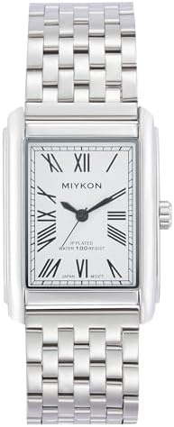Miykon Square Watches for Men - Vintage Tank Watch with Solid Stainless Steel Bracelet, Mens Dress Watches - Ion Polished, Scratch Resistant Glass, Japanese Quartz, Waterproof to 100ft