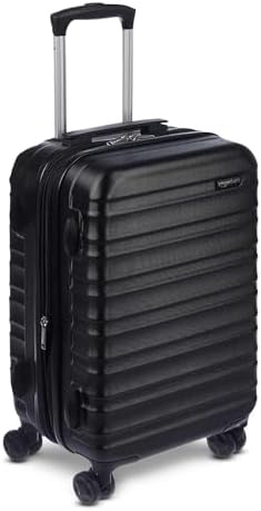 Amazon Basics 21&#34; Hardside Carry-On Luggage, Hardshell Suitcase With Wheels, Expandable For Up to 25% More Space, With Scratch-Resistant Surface, Four Multi-directional Wheels, Black