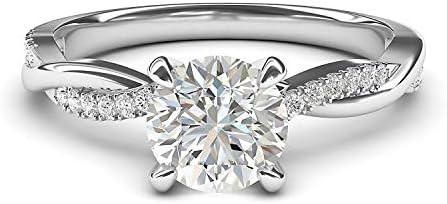 Sterling Silver 4-Prong Petite Twisted Vine Simulated 1.0 CT Diamond Or Moissanite Engagement Ring Promise Bridal Ring
