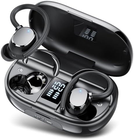 Ear buds Wireless Bluetooth Earbuds Sport 2025 NEW Bluetooth 5.3 Headphones with LED Display 128H Playtime Powerful Bass Over Ear Earphones with Earhooks IP7 Waterproof for Gym\/Running\/Workout