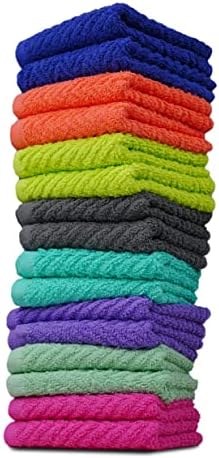 ZUPERIA Zigzag Multicolor Wash Cloths -16 Pack -12&#34; x 12&#34;- Highly Absorbent Soft Washcloths for Face, Gym Towels, Hotel Spa Quality, Reusable &amp; Multipurpose Wash Cloth Towels