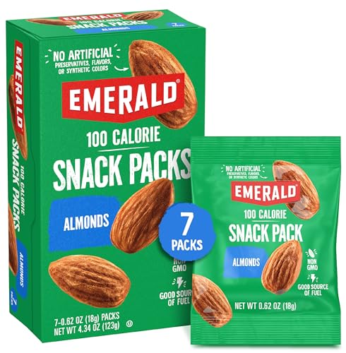 Emerald Nuts Whole Almonds 7ct (1-Pack), 100-Calorie Individual Packs, Kosher Certified, Non-GMO, Contains No Artificial Preservatives, Flavors or Synthetic Colors