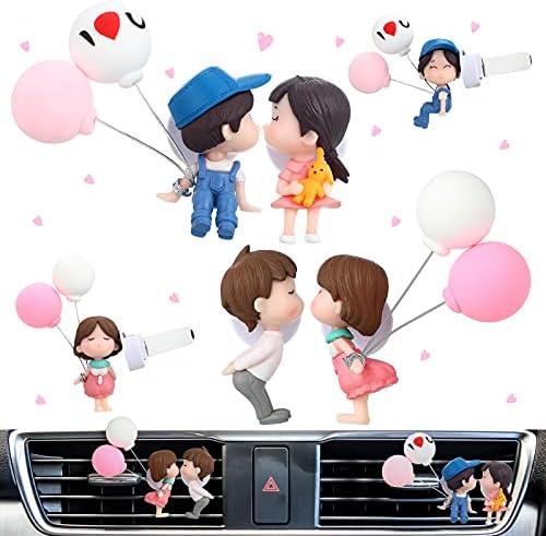 4 Piece Cute Car Air Freshener Vent Clip Lovely Couple Car Accessories couple design Perfume Clip Essential Oil Diffuser Interior with Fragrance Tablet for Air Vent Freshener(Cute Style)
