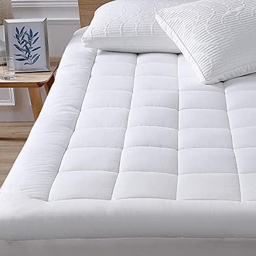 Queen Mattress Pad Cover Cooling Mattress Topper Pillow Top with Down Alternative Fill (8-21\u201D Fitted Deep Pocket Queen Size) White