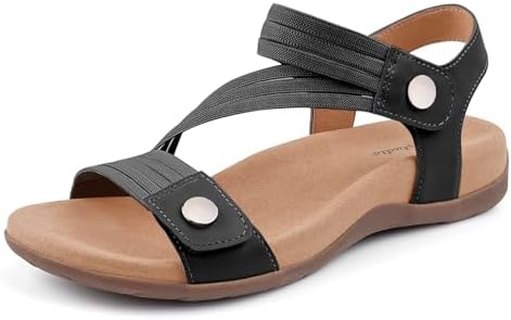 BCSTUDIO Women&#39;s Comfort Orthopedic Sandals with Arch Support Summer Walking Casual Flats Shoes