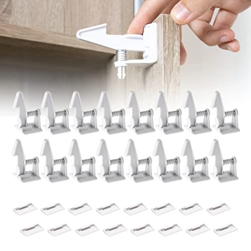 Inaya 16-Pack Cabinet Locks, Child Safety Latches - Baby Proofing Cabinets and Drawer Locks - 3M Adhesive - No Drilling &amp; No Tools Required - Child Proof Your Home