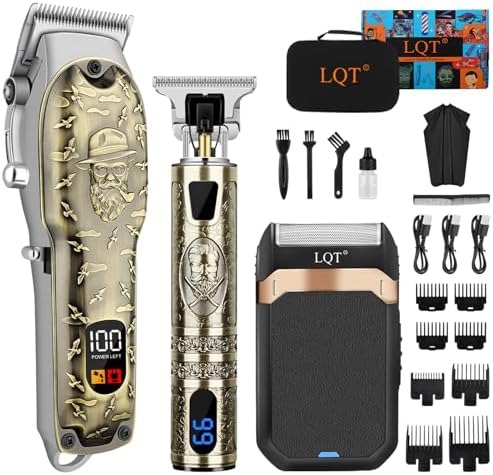 LQT Professional Hair Clipper Set for Men Electric Shaver Razor Cordless Hair Cutting Barber Clippers Beard Trimmer Men\u2019s Grooming Kit Gifts for him (Bronze)
