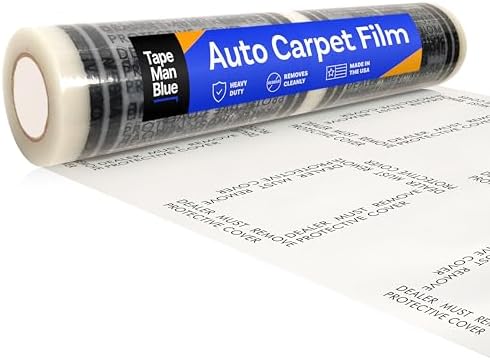 Auto Carpet Film, 24\u201D Roll with 21\u201D Perforation, 4 Mils Thick, Dealer Must Remove Protective Cover, Plastic Floor Mats for Car Carpet Protection, Made in USA (24&#34; x 200&#39; Roll)