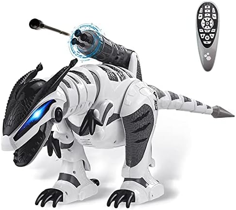 Dollox RC Interactive Dinosaur Robot - Programmable T-rex Toy with Fight Mode, Walking, Singing, Dancing, Shooting - Gift for 3-10 Year Olds