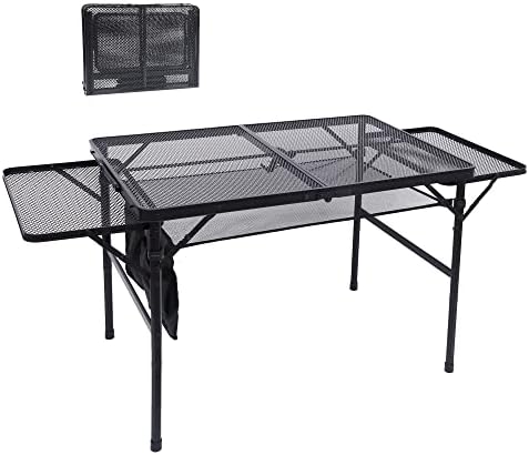 Nice C Folding Grill Table, Camping Table, Tailgate Tables, Grill Tables, Outdoor, Metal Folding Adjustable Height&amp;Width, Mesh Net, Carry Handle