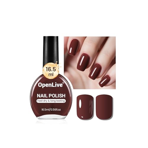 OpenLive 16.5ml Brown Nail Polish Large Volume Quick Drying Nail Polish, Fast Drying and Long Lasting Color Nail Art DIY Home Manicure Gift for Women