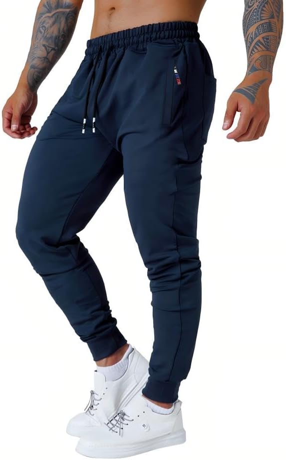 GM MGBOYGYM Men's Sports Running Pants with Zipper Pocket and Drawstring, Size S-2XL