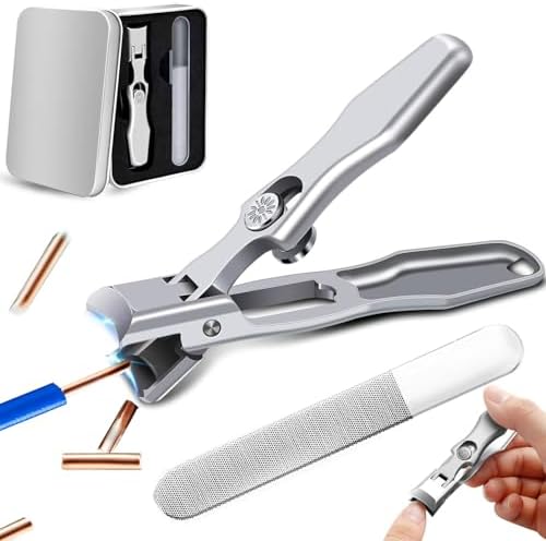 German Nail Clippers for Men, 2025 Upgraded Ultra Sharp Stainless Steel Nail Clippers for Thick Nails, The Luxurious Ultra Sharp Nail Clippers Set with Nail File for Seniors Men Women (Silver)