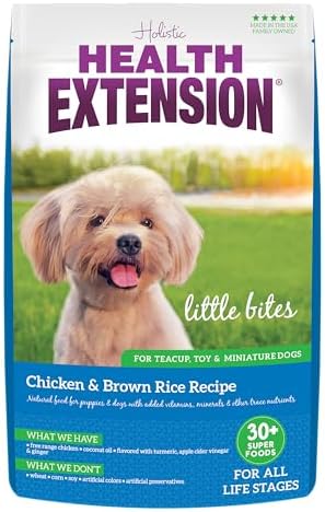 Health Extension Little Bites Dry Dog Food for Small Breeds, Chicken &amp; Brown Rice Recipe, with Probiotics &amp; Superfoods for Digestion &amp; Coat Health, 10 lb bag