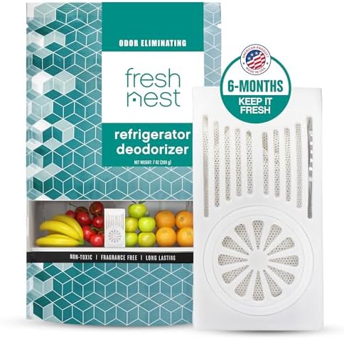 Fresh Nest Refrigerator Deodorizer with Zeolites (1-Pack) - Odor Eliminator for Fridge &amp; Freezer - Outshines Baking Soda and Bamboo Charcoal Bags - Long-Lasting, &amp; Safe