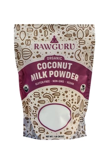 RawGuru Organic Coconut Milk Powder - Vegan &amp; Nutrient-Dense Powder with Iron &amp; Potassium - Rich &amp; Creamy Organic Milk for Drinking or Baking - 16 oz, Pack of 1