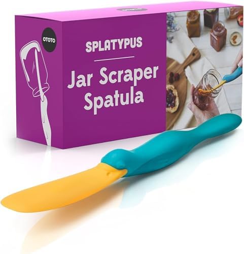 OTOTO Splatypus Jar Spatula for Scooping and Scraping - Unique Fun Cooking Kitchen Gadgets for Foodies - BPA-free &amp; 100% Food Safe - Crepe Spreader