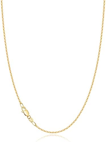 Jewlpire Solid 18k Gold Over 925 Sterling Silver Chain Necklace for Women, 1.2mm Cable Chain Necklace Thin &amp; Dainty &amp; Sturdy Women&#39;s Chain Necklaces 14\/16\/17\/18\/20\/22\/24 Inch