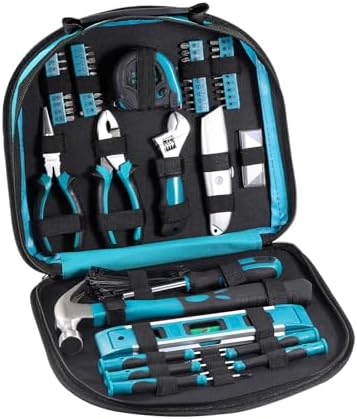 Hantinstom Multi-Purpose Tool Kit with Compact Round Pouch, 164-Piece, Clear Blue 12 x 11.4 x 2 inches