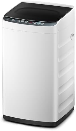 Midea MLTW09M1BWW Portable Washer with 6 Cycles, Drum Clean, Quick, Stainless Steel Tub, Transparent Lid, LED Display Washing Machine, 0.9 cu. ft, White